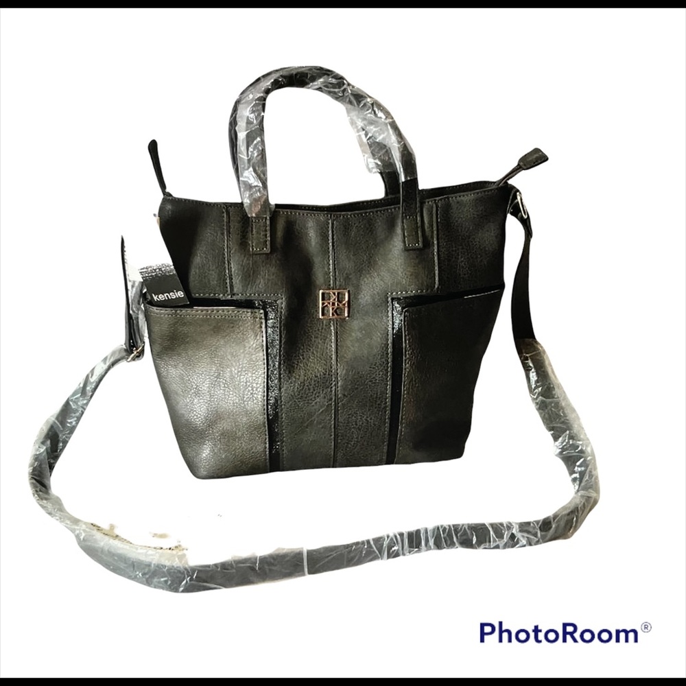 NWT KENSIE PEWTER MULTI POCKET SATCHEL